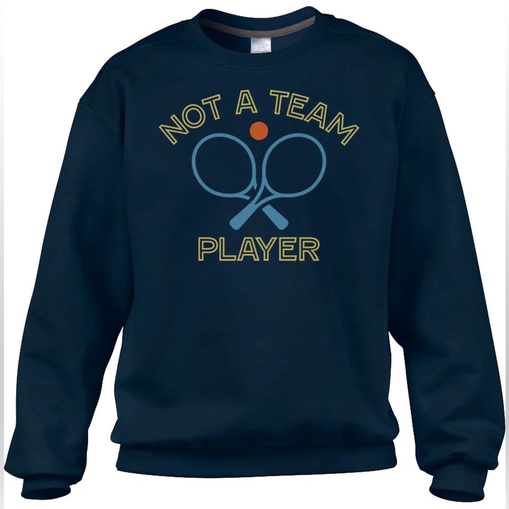 Boredwalk Unisex Not a Team Player Crewneck Graphic Sweatshirt Navy XXL Tennis